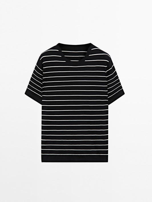 100% cotton striped knit T-shirt