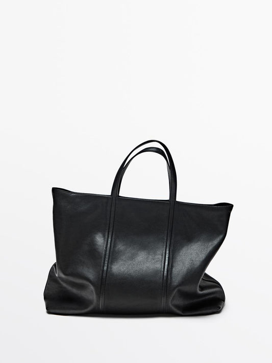 Nappa leather tote bag with zip