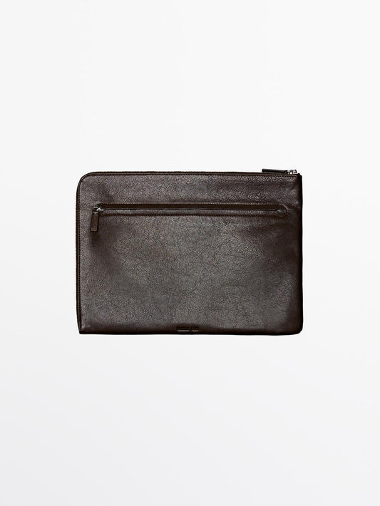 Nappa leather pouch clutch