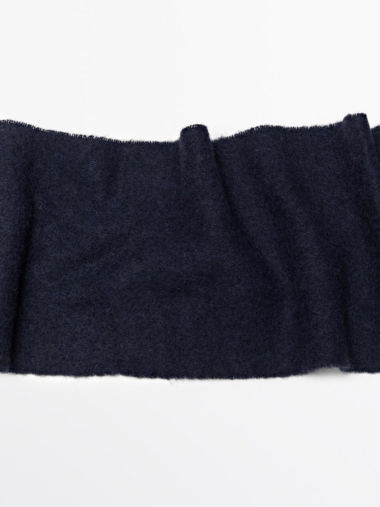 Fringed alpaca and wool blend scarf