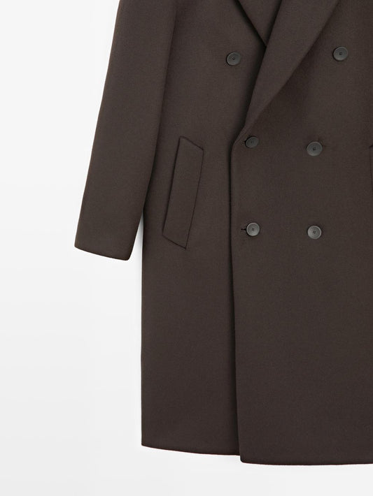 Long double-breasted wool blend coat - LIMITED