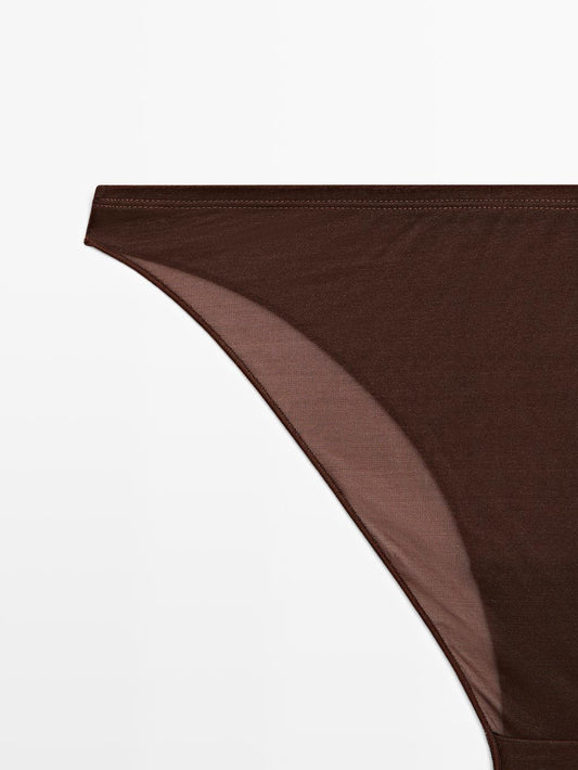 Semi-sheer briefs with metallic detail