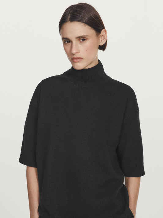 Short sleeve 100% wool knit sweater