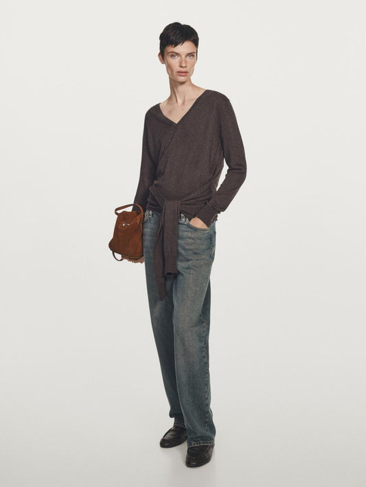 Knit sweater with multiway sleeves