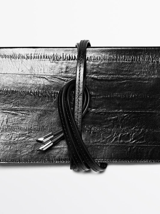 Textured leather handbag