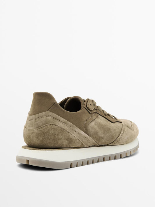 Split suede trainers