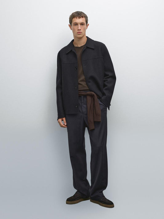 Double wool blend overshirt