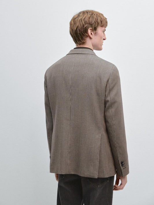 Wool blend houndstooth blazer