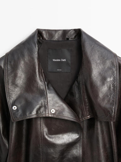 Nappa leather jacket with belt
